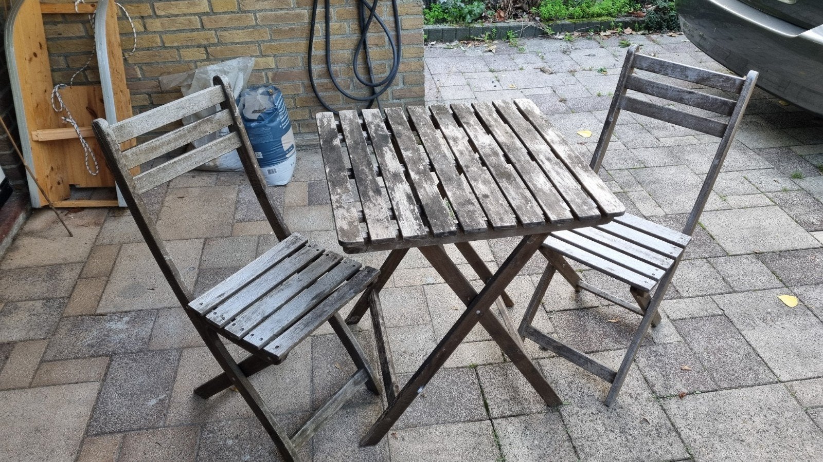 Balkon/tuin set, Gebruikt, Tuinset, Hout, Eettafel