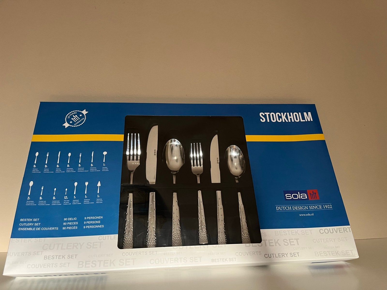 Nieuwe Sola Stockholm Bestekset 90-delig voor 9 personen, Sola, Bestekset, Nieuw, Ophalen of Verzenden