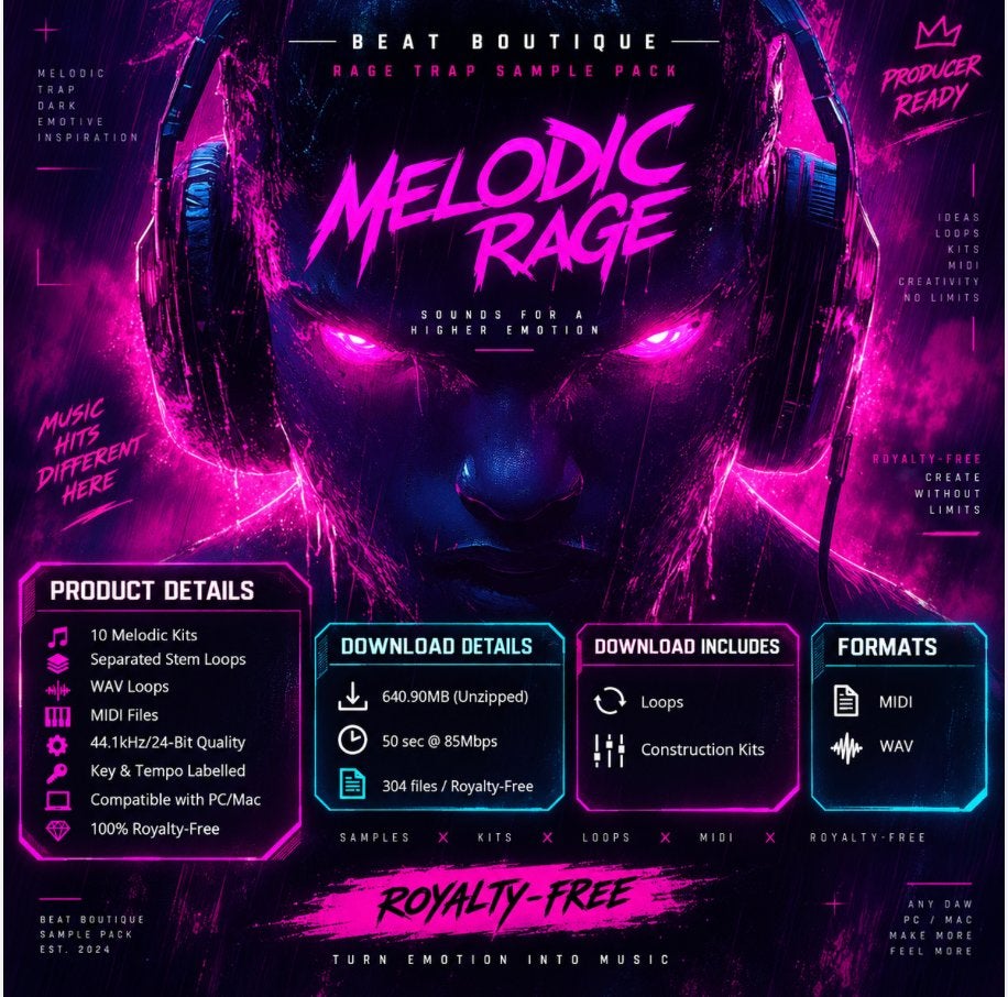 Melodic Rage – Sample Pack | WAV + MIDI | Royalty-Free, Computers en Software, Ophalen, Nieuw