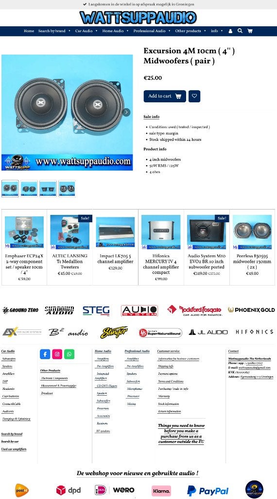 Excursion 4M 10cm ( 4'' ) Midwoofers ( set van 2), Auto diversen, Gebruikt, ., Ophalen of Verzenden, .
