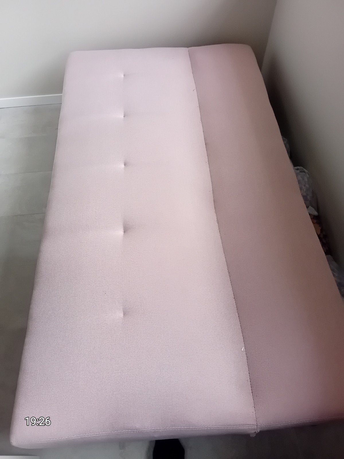 Roze slaapbank / tweepersoonsbank, Ophalen, 100 cm, 190 cm of minder, Zo goed als nieuw