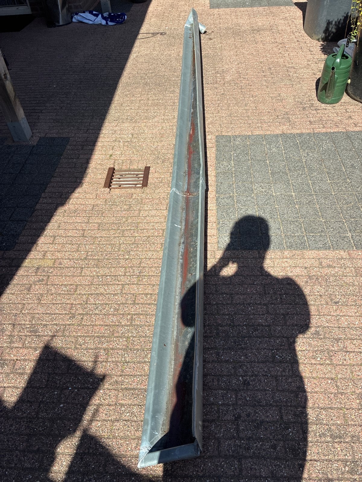 Zinken Goot met Vijf Beugels - 20 cm breed, 4.20 m lang, Ophalen, Gebruikt, Overige typen, Metaal