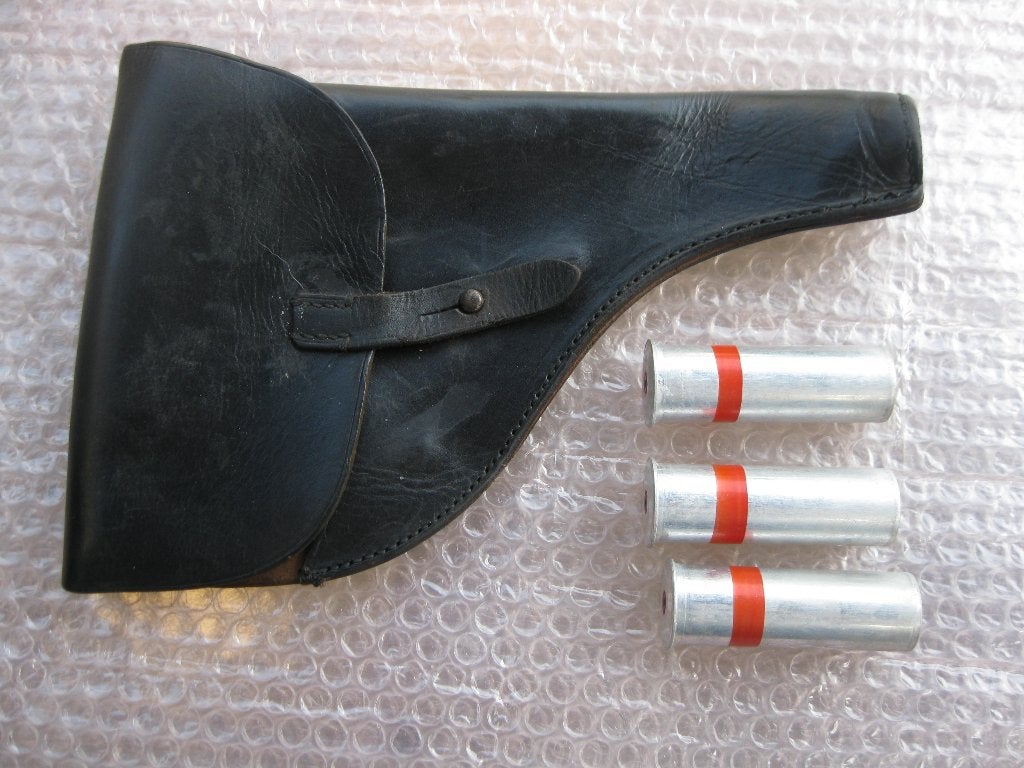 Holster seinpistool en 3 seinpistool hulzen (1), Verzamelen, Militaria | Algemeen, Ophalen of Verzenden, Landmacht, Duitsland