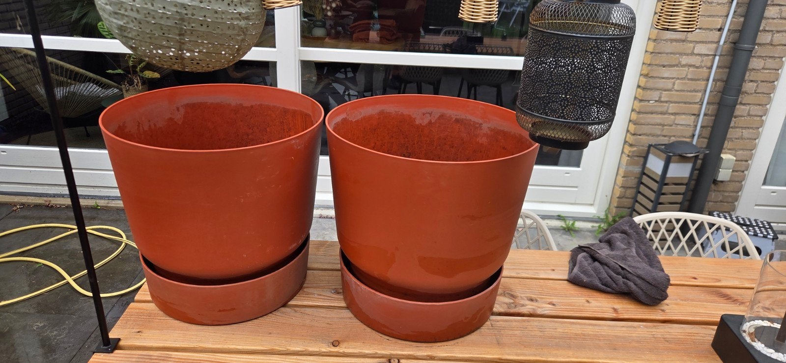 Bloempotten kunststof Terracotta kleur, Ophalen, Kunststof, Gebruikt, 40 cm of meer