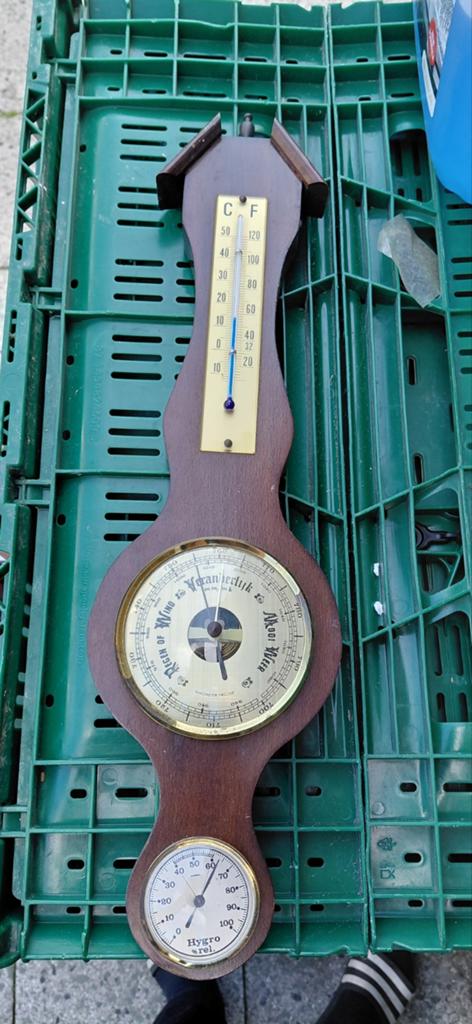 Vintage Weerstation met Barometer, Thermometer en Hygrometer, Ophalen of Verzenden, Gebruikt, Weerstation