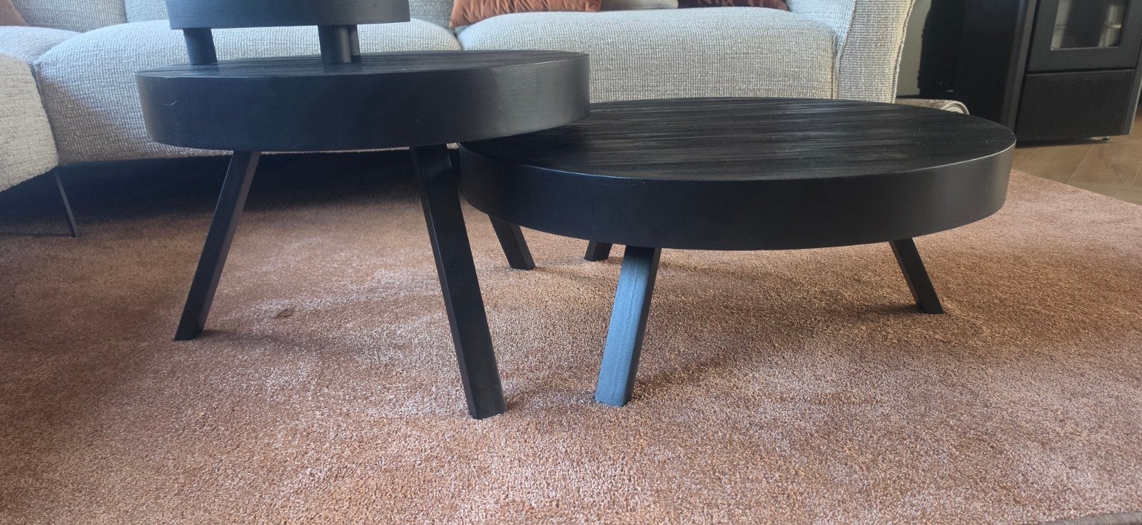 zwarte set salontafels, Ophalen, 50 tot 100 cm, 50 tot 100 cm, Zo goed als nieuw