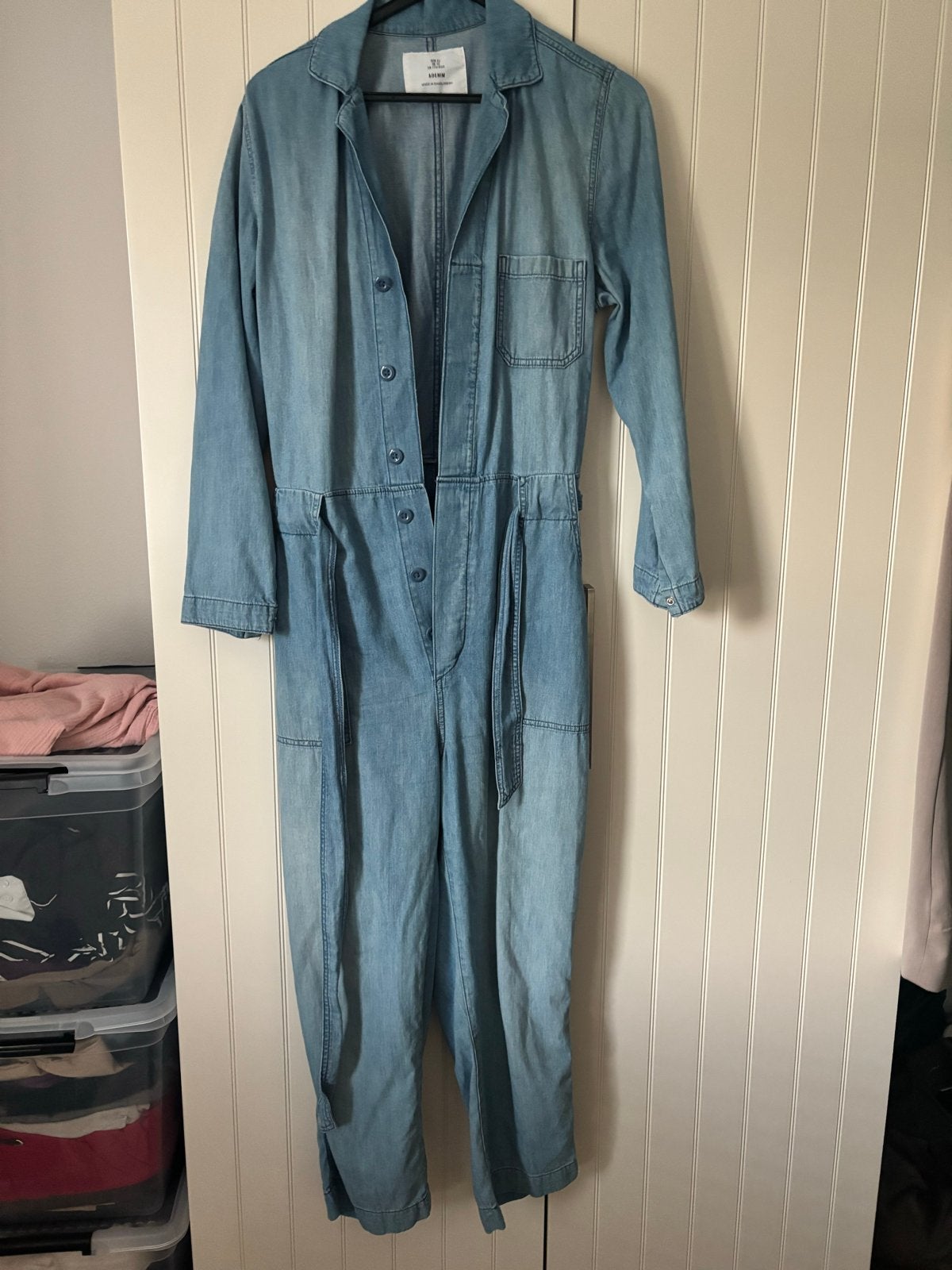 H&M &DENIM spijker jumpsuit maat 42, Kleding | Dames, Jumpsuits, Ophalen of Verzenden, Gedragen, Maat 42/44 (L), Blauw