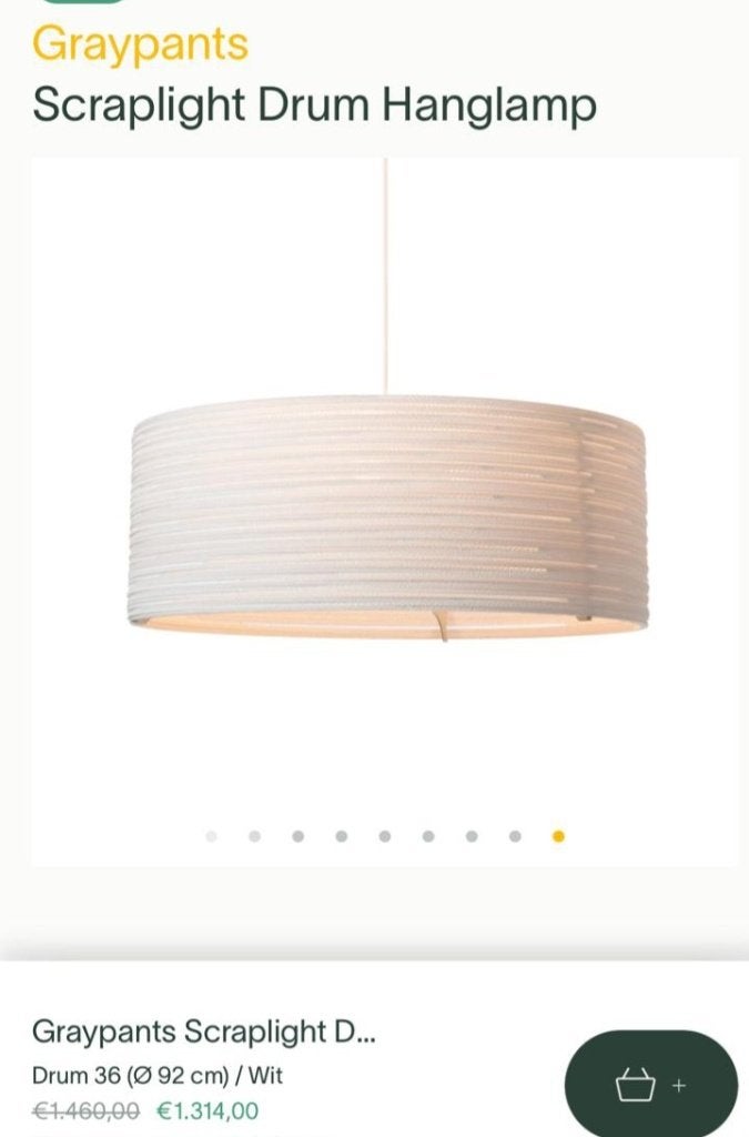 Graypants Scraplight Drum Hanglamp - Wit (Ø 92 cm), Huis en Inrichting, Overige materialen, Modern, Industrieel, Duurzaam, Nieuw