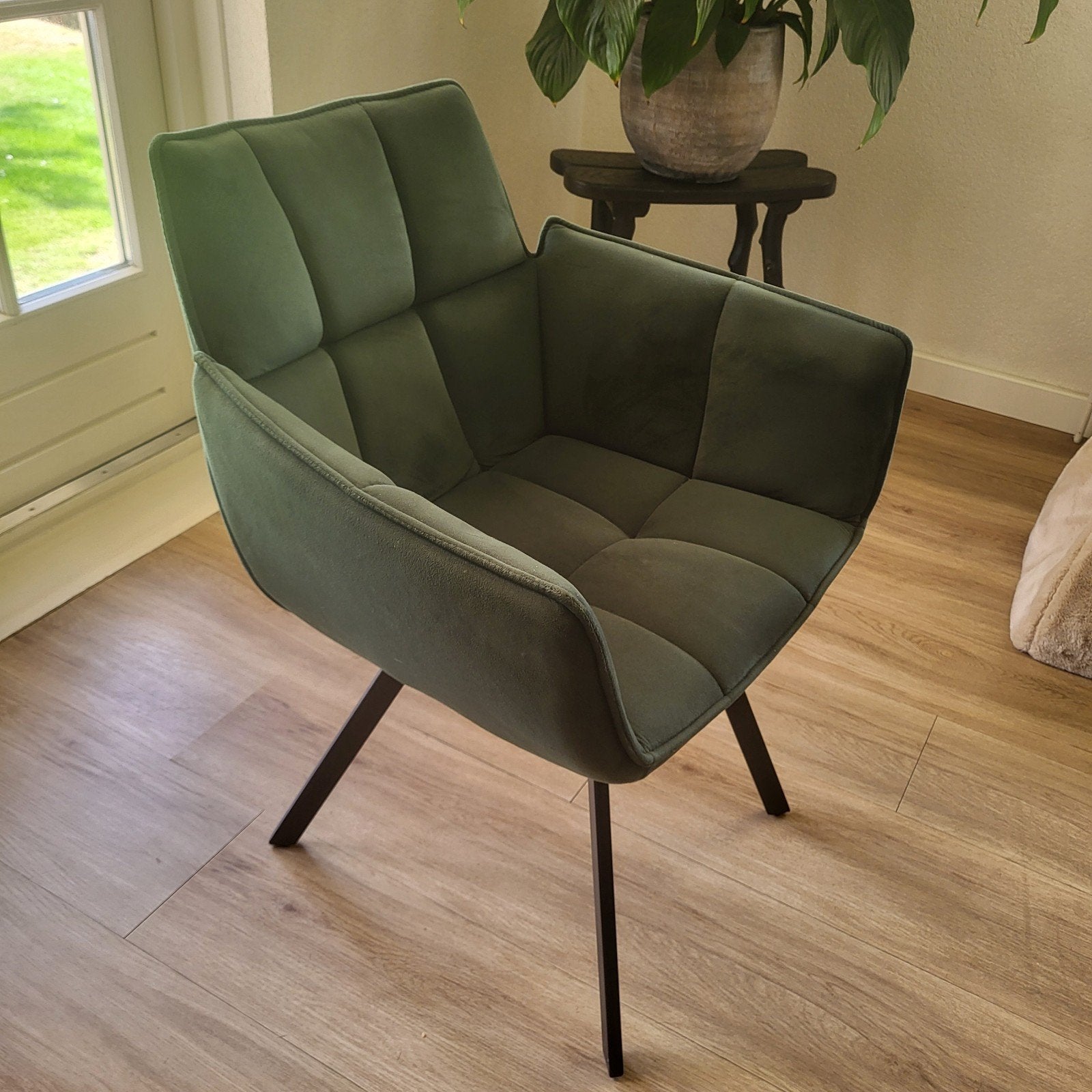 5 comfortabele, groene stoelen in zeer goede staat, Huis en Inrichting, Stoelen, Ophalen, Overige kleuren, Zo goed als nieuw, Stof