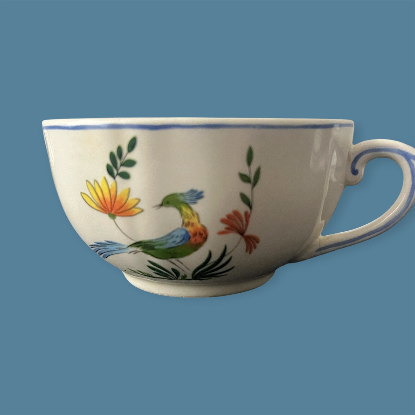 Thee kopje Gien Oiseaux de Paradis faience servies, Gebruikt, Verzenden, Overige stijlen, Kop(pen) en/of Schotel(s)