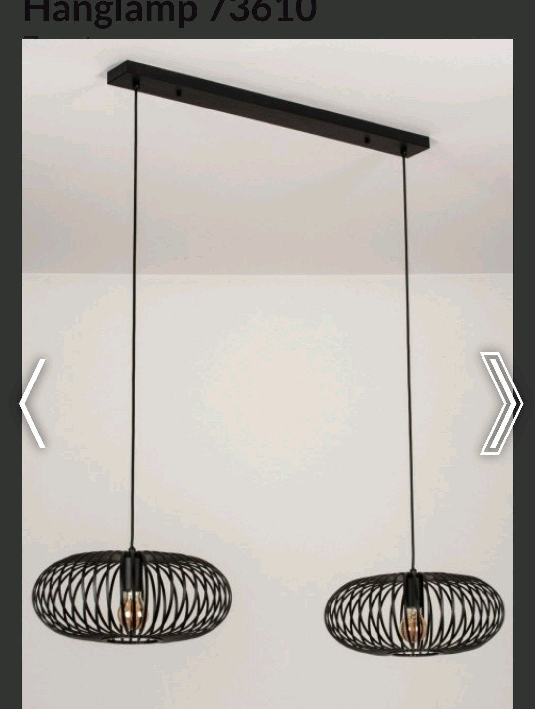 Dubbele zwart gietijzeren hanglamp, Ophalen, Zo goed als nieuw, Minder dan 50 cm