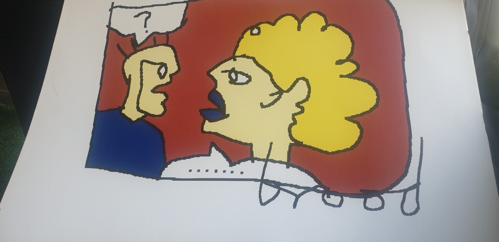 Striptekening: Man en vrouw in discussie, Antiek en Kunst, Kunst | Tekeningen en Foto's, Ophalen of Verzenden, Tekening, Overige technieken