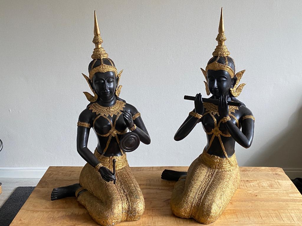 Set van 2 Exclusief Grote Brons Thewada Muzikanten beelden, Antiek en Kunst, Ophalen, Beeld