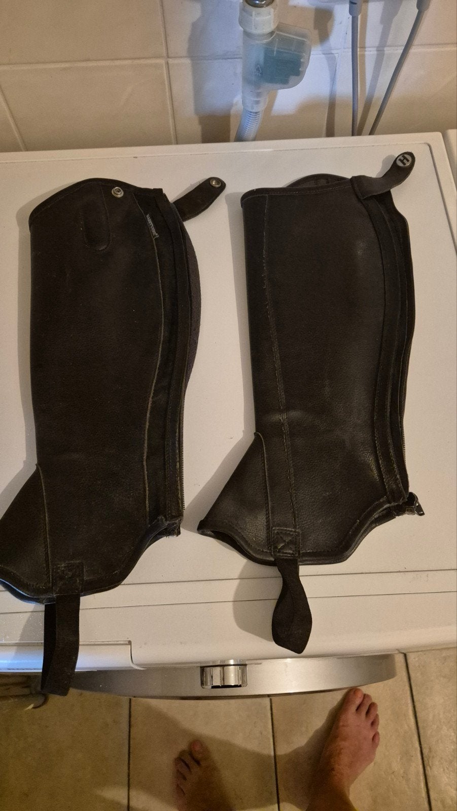 Zwarte chaps maat L, Ophalen of Verzenden, Gebruikt, Schoeisel