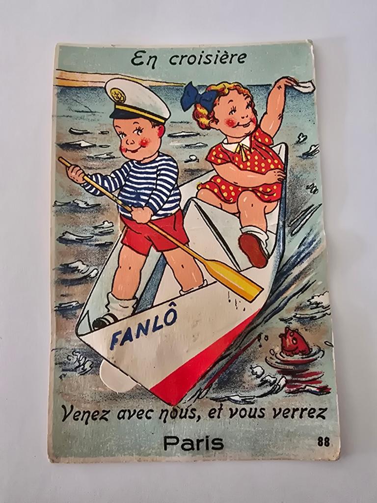 Vintage accordeon ansichtkaart Parijs - En croisière, Ophalen of Verzenden