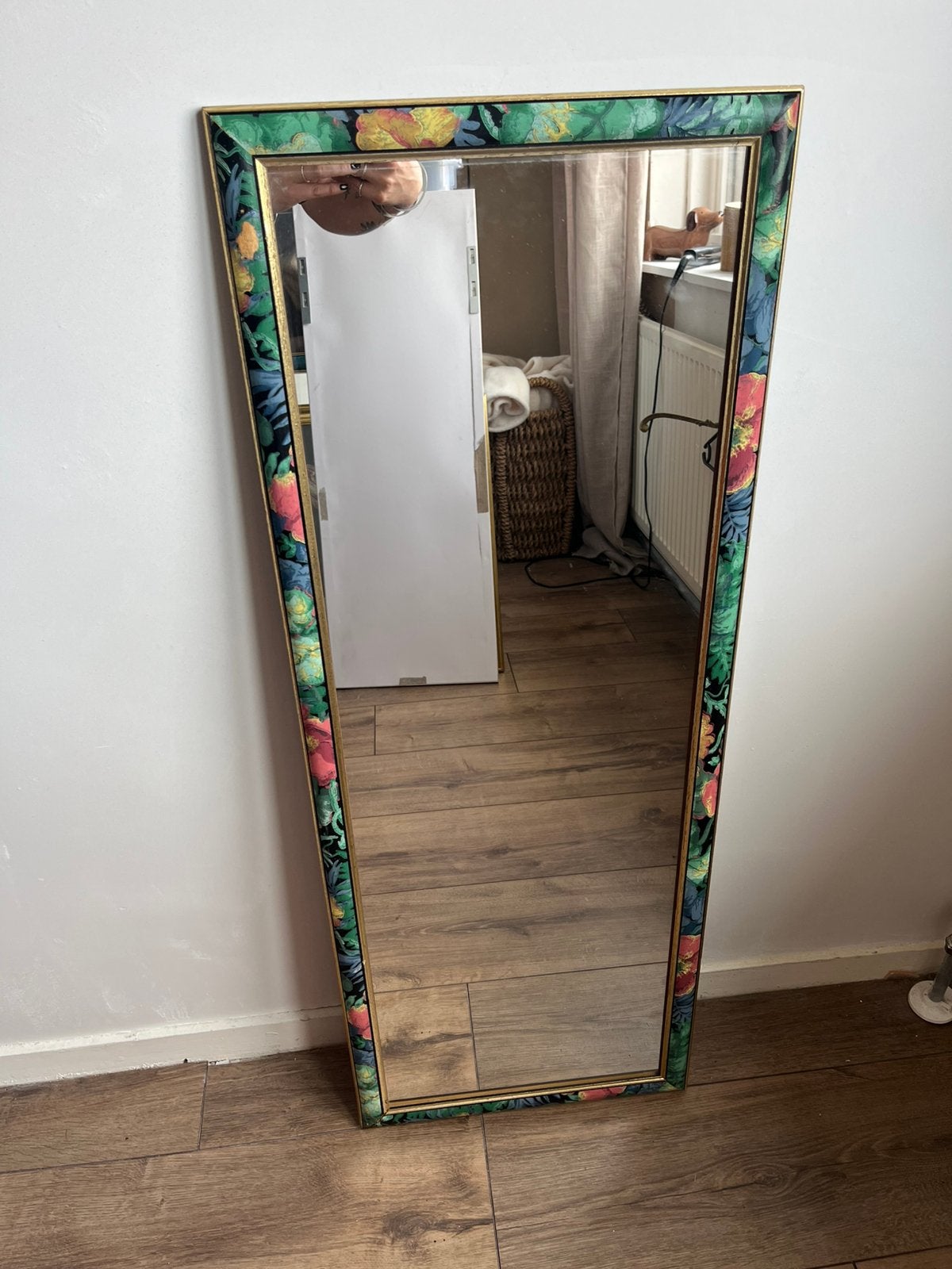 Vintage spiegel met bloemenrand, Ophalen, Minder dan 50 cm, Gebruikt, Minder dan 100 cm