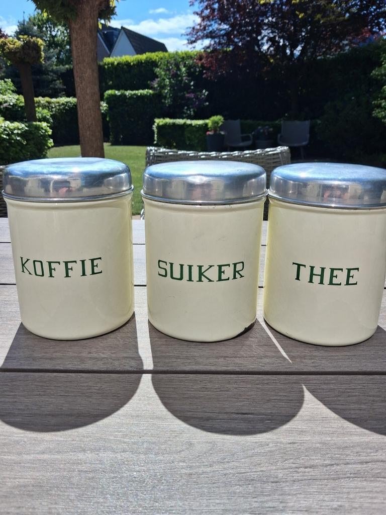Set emaille voorraadbussen, Ophalen of Verzenden