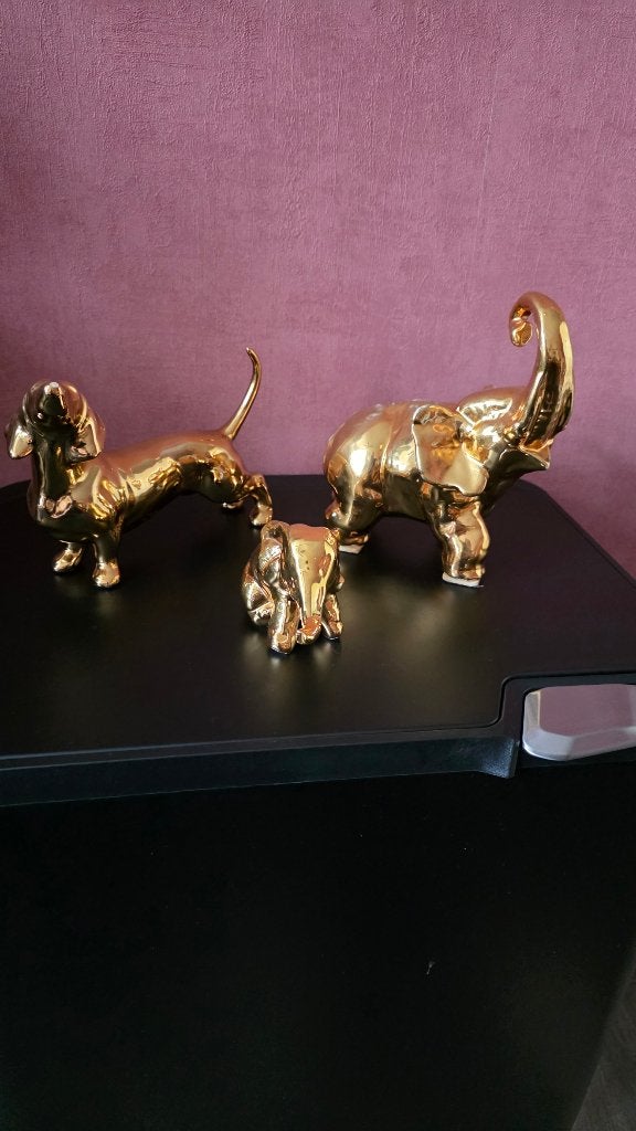 Oro Zecchino🦚3 Mooie Beeldjes Vintage🦚24krt verguld, Ophalen, Zoogdier, Overige materialen, Beeld
