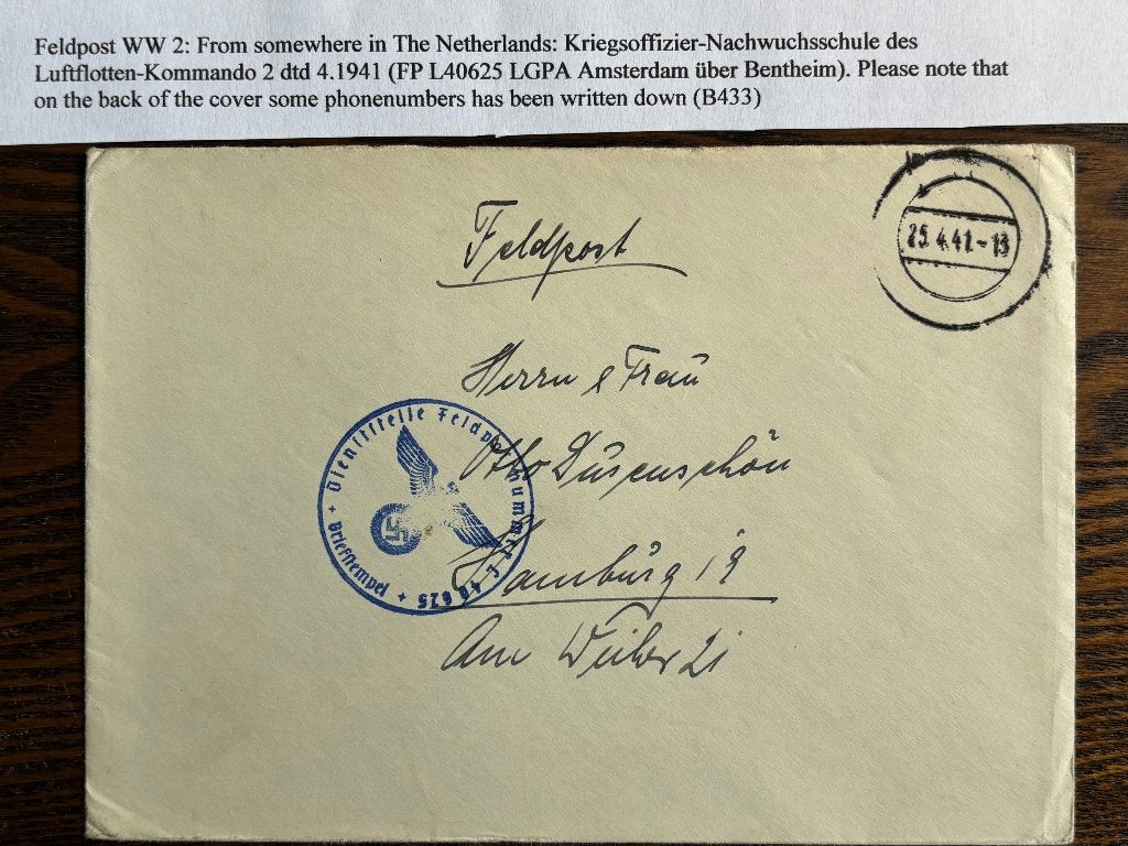 Duitse Feldpost in bezet NL in WO2, Kriegsoffizier, Verzenden, Envelop