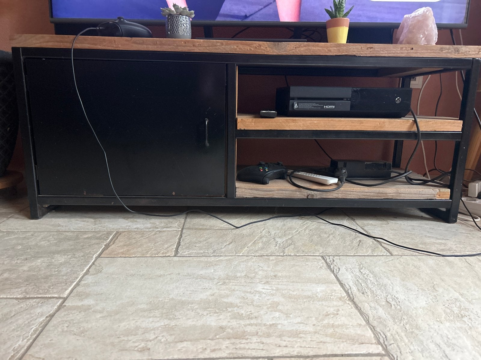 Industrieel TV-meubel, Ophalen, Gebruikt, 100 tot 150 cm, Minder dan 100 cm