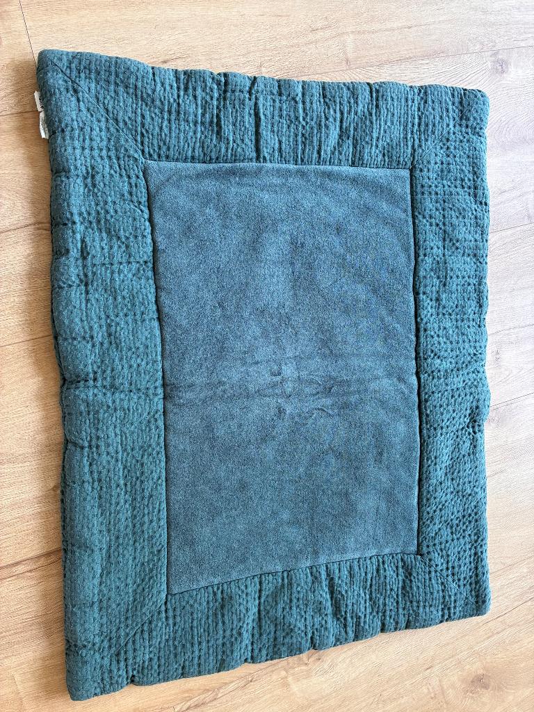 Boxkleed Prenatal blauw groen wafelstof, Ophalen, Zo goed als nieuw, Vierkant, Boxkleed