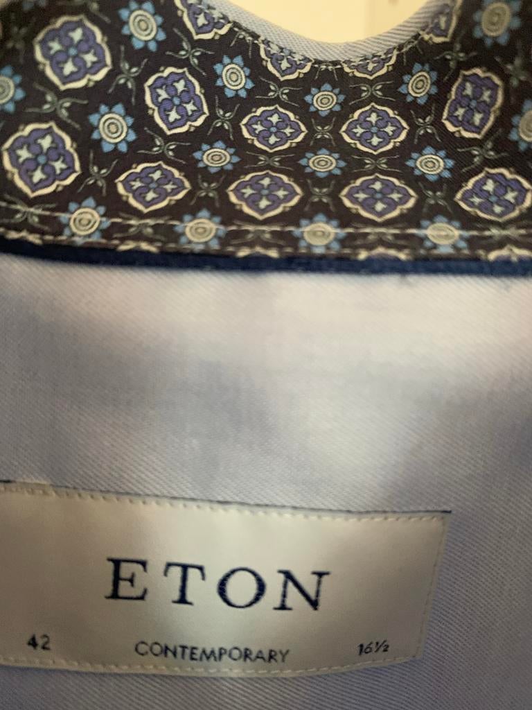 Eton overhemden - Topkwaliteit, zo goed als nieuw, Verzenden, Zo goed als nieuw, Blauw, Halswijdte 41/42 (L)