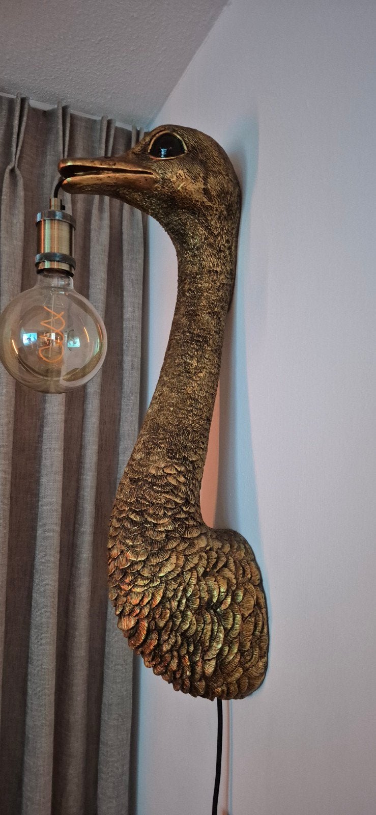 Unieke Struisvogel Wandlamp - Hotel Chique Design, Ophalen of Verzenden