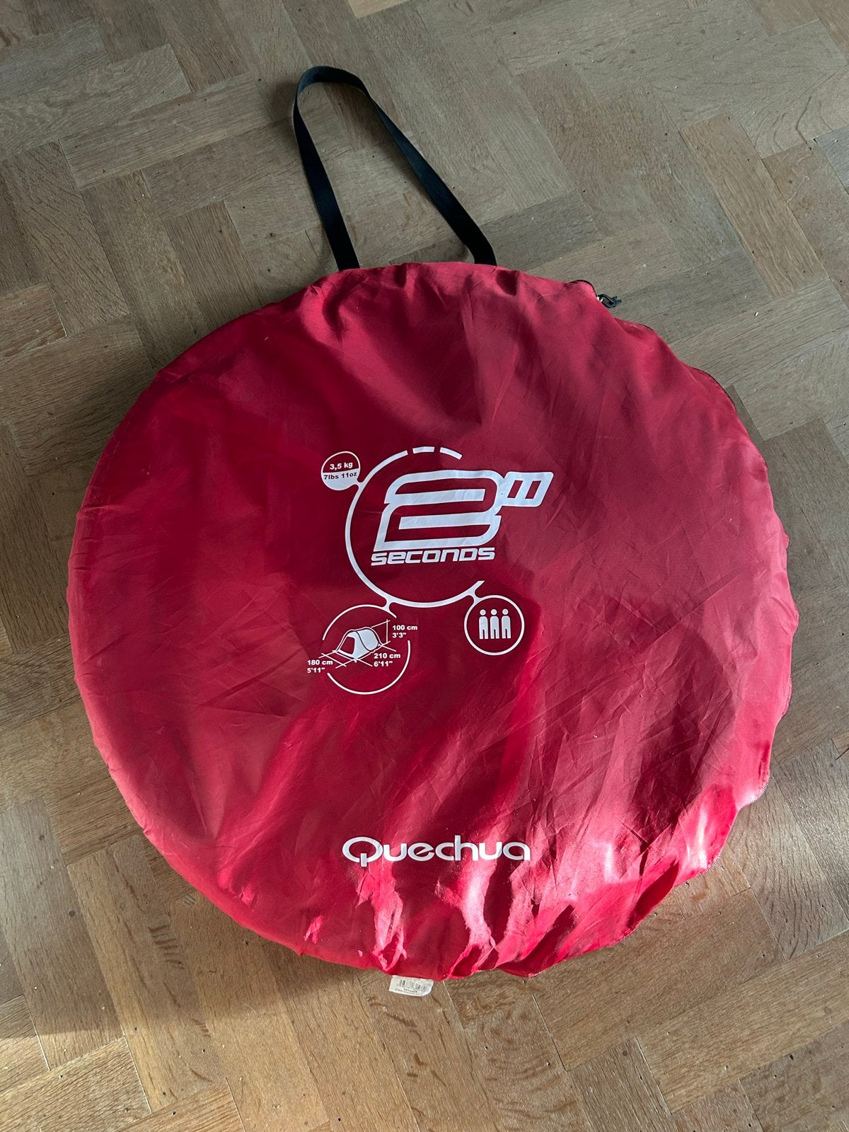 Quechua 2 Seconds tent - 2/3 persoons - Rood, Ophalen, Gebruikt, Tot en met 2