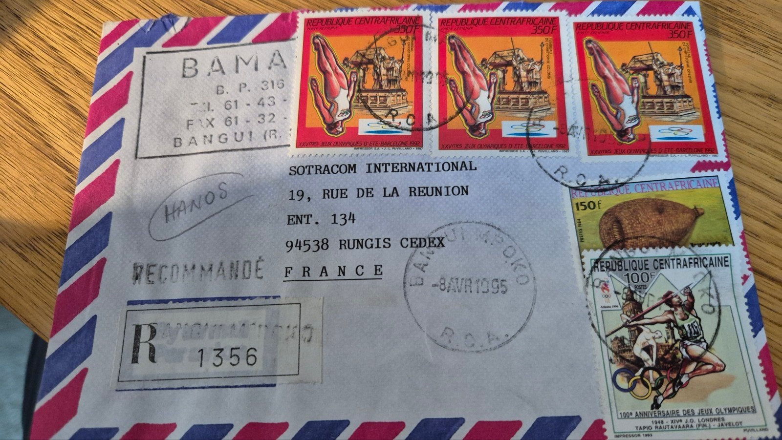 Envelop Centr Afr Rep, Ophalen, Envelop