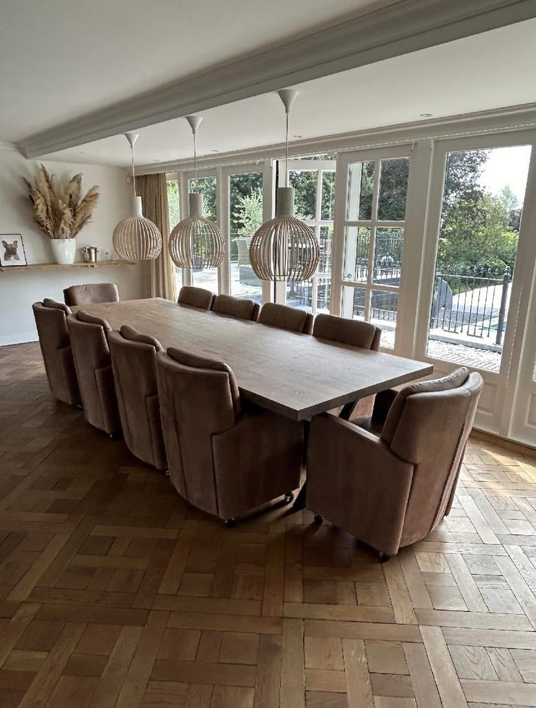 Comfortabele eetkamertafelstoelen, Huis en Inrichting, Stoelen, Ophalen, Gebruikt, Bruin, Leer