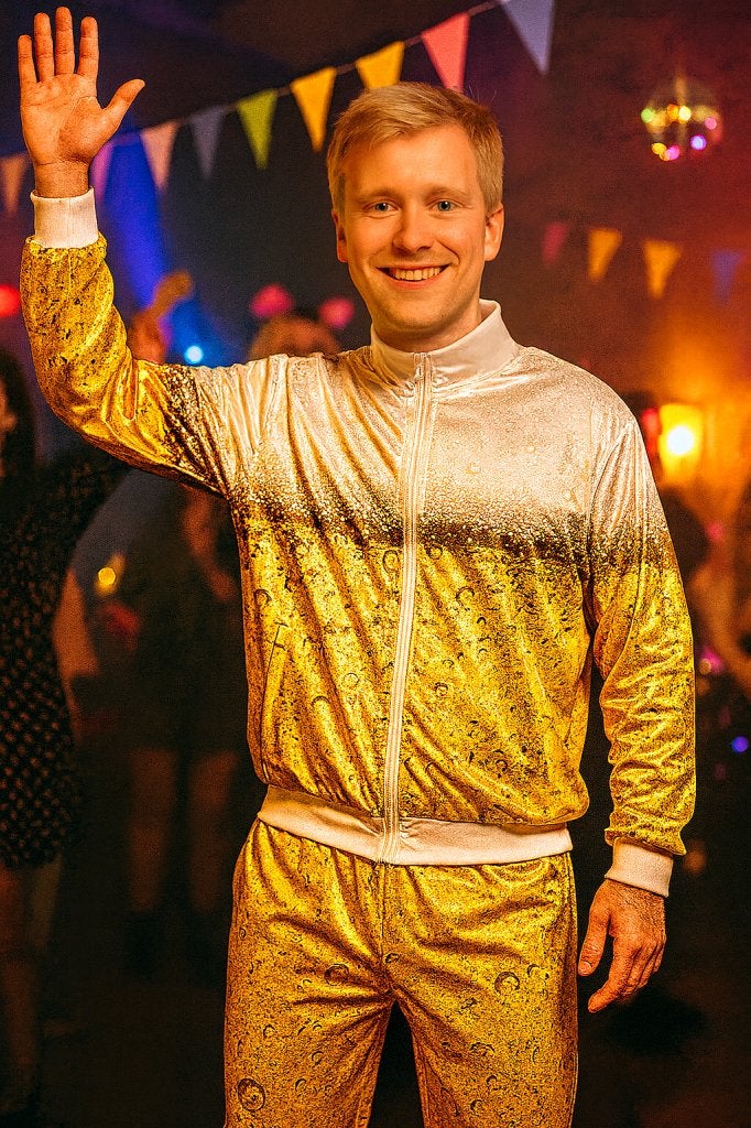 Bier Trainingspak – Goud/Wit - Unisex - Maat XS, Kleding | Heren, Carnavalskleding en Feestkleding, Niet ingevuld, Niet ingevuld