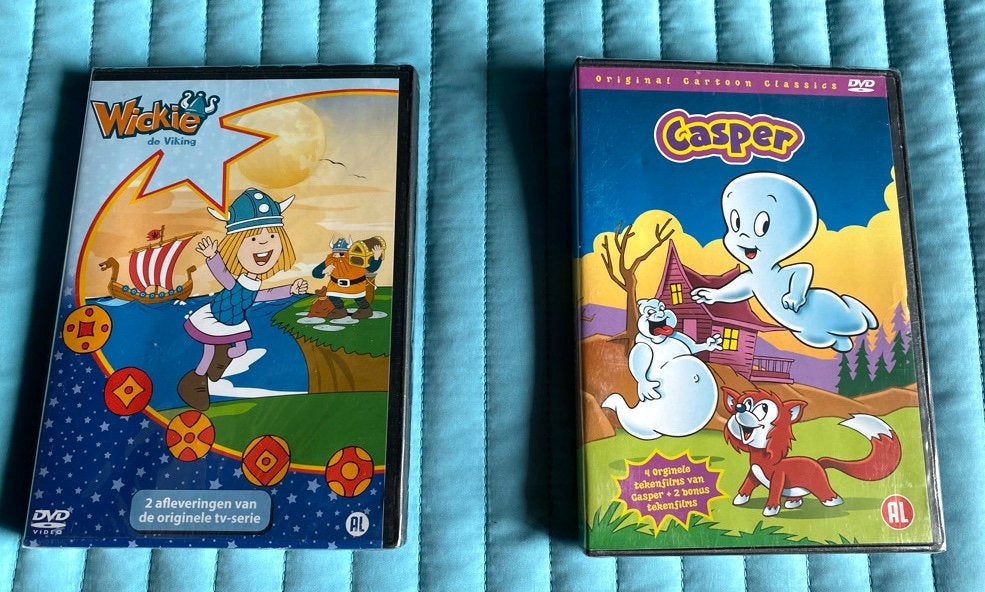 2 kinder DVD"s Wickie de Viking en Casper het spookje, Avontuur, Alle leeftijden, Tv-serie, Nieuw in verpakking