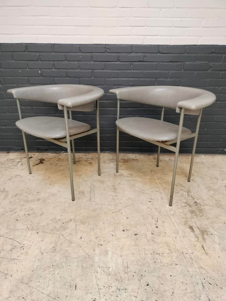 Rudolf Wolf armstoelen 60's, Huis en Inrichting, Fauteuils, Ophalen, Gebruikt, 75 tot 100 cm, Leer