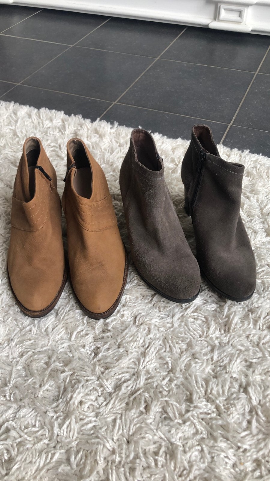 Suède lederen schoenen 38 bruin + taupe, Ophalen of Verzenden, Zo goed als nieuw, Bruin