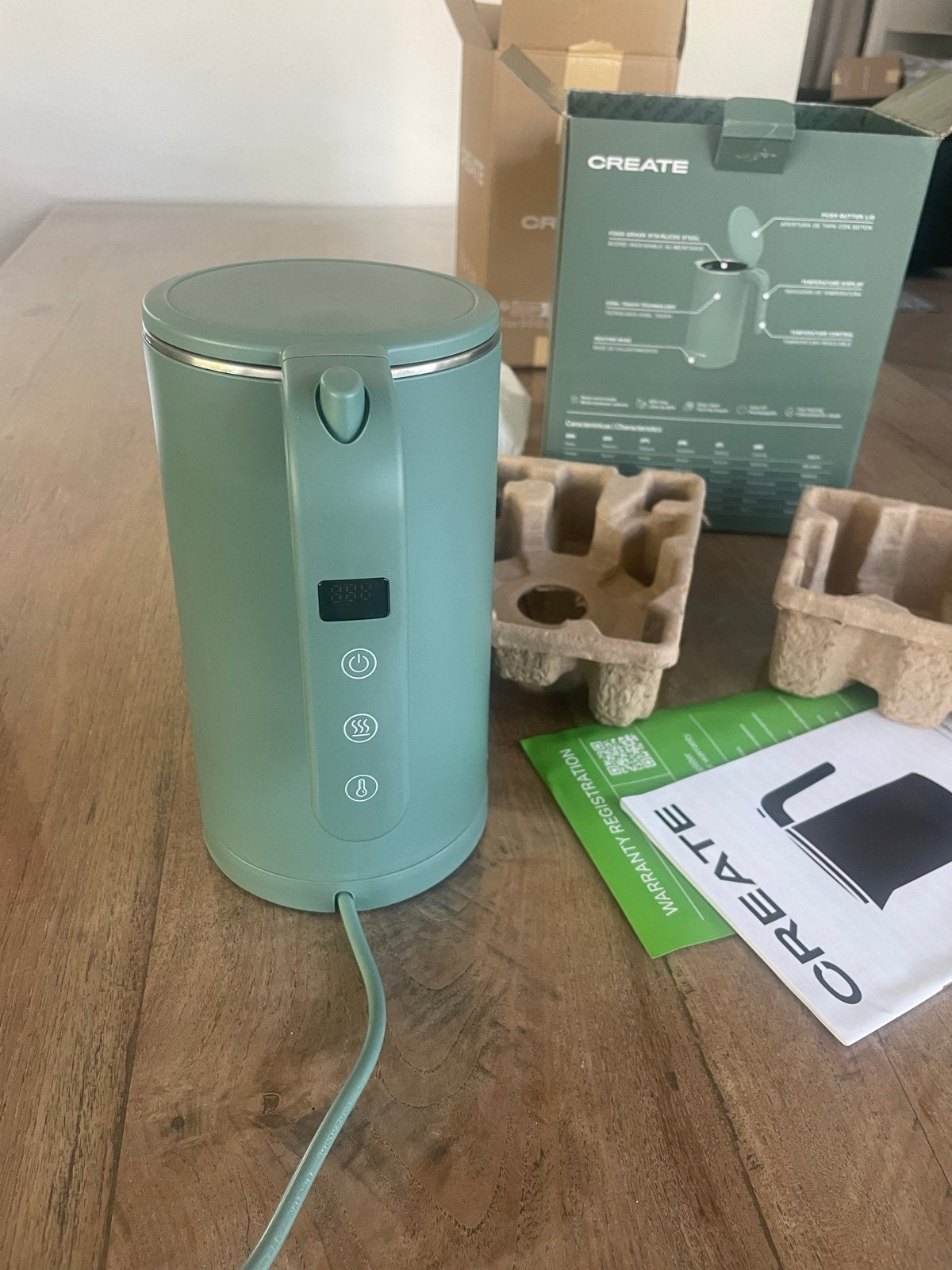 CREATE Smart Waterkoker - Groen - Nieuw in doos, Minder dan 1 liter, Ophalen of Verzenden, Nieuw