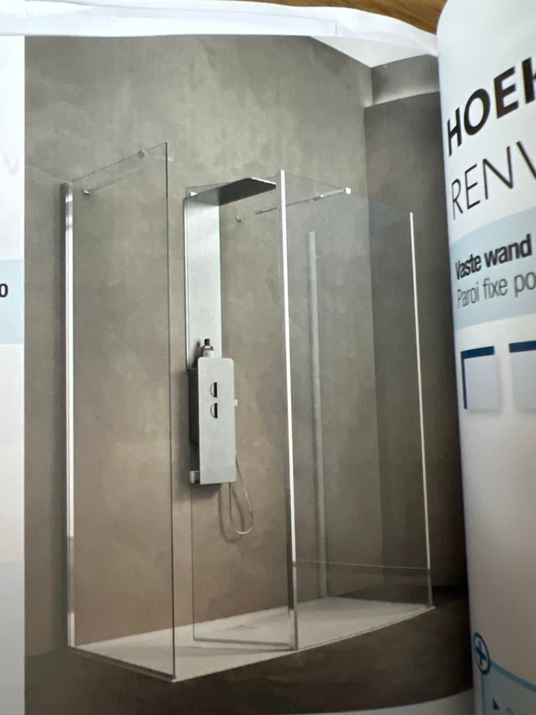 Kinespace Vaste Douchewand met Lage Douchebak & Paneel, Ophalen, Nieuw, Met douche