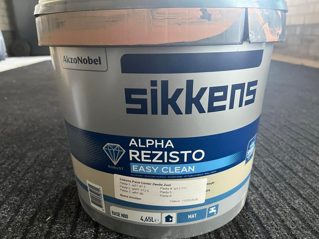 Sikkens Alpha Rezisto Easy Clean Muurverf Mat 4.65L, Ophalen of Verzenden, Nieuw, Overige typen