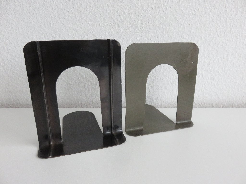2 Vintage metalen boekensteunen bruin en zwart, Huis en Inrichting, Woonaccessoires | Wandplanken en Boekenplanken, Ophalen of Verzenden