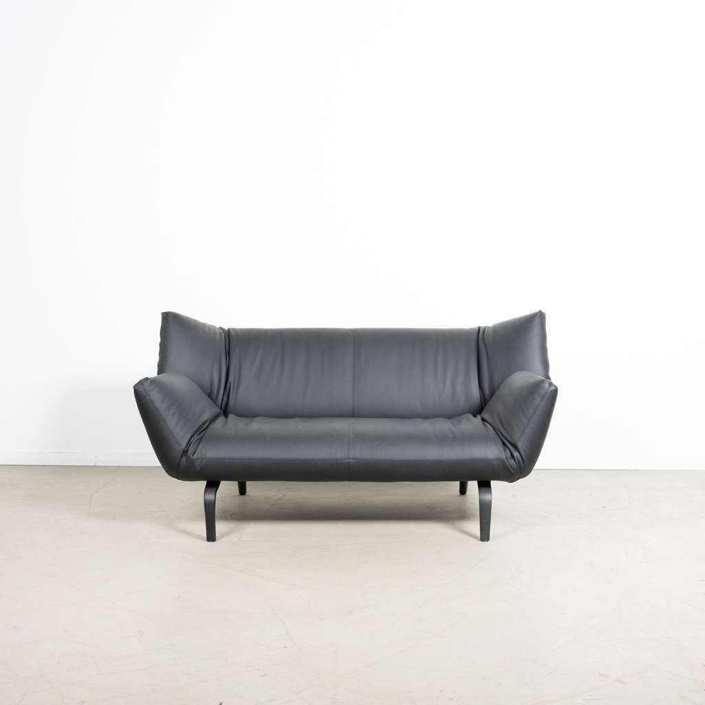 1x Leolux Devon Bank 2-Zits Zwart Leer, Huis en Inrichting, Niet ingevuld, 150 tot 200 cm, Niet ingevuld, Tweepersoons