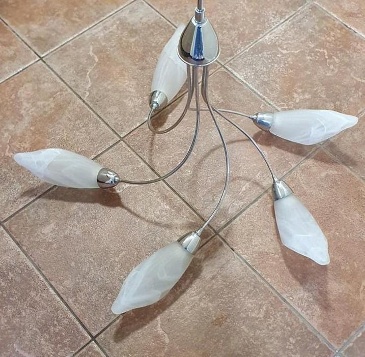 Chroom glas hanglamp jaren '60 - '70. Retro vintage, Ophalen, Glas, Minder dan 50 cm