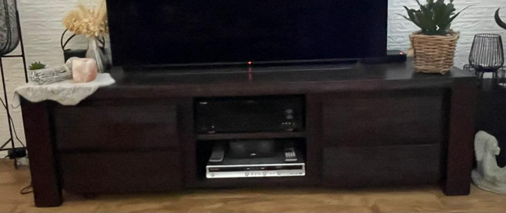 Tv kast, Ophalen, 150 tot 200 cm, Teakhout, Zo goed als nieuw