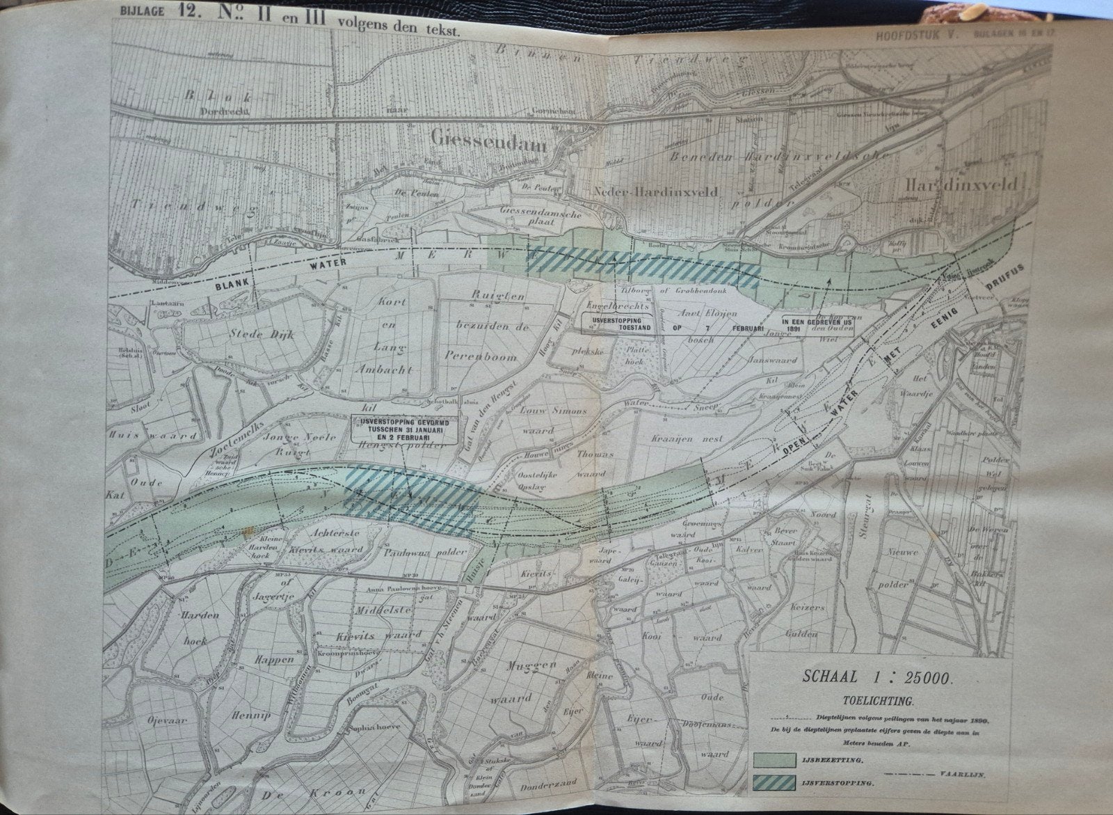 Historische landkaart Giessendam en Hardinxveld, Gelezen, Ophalen of Verzenden, Landkaart, 1800 tot 2000