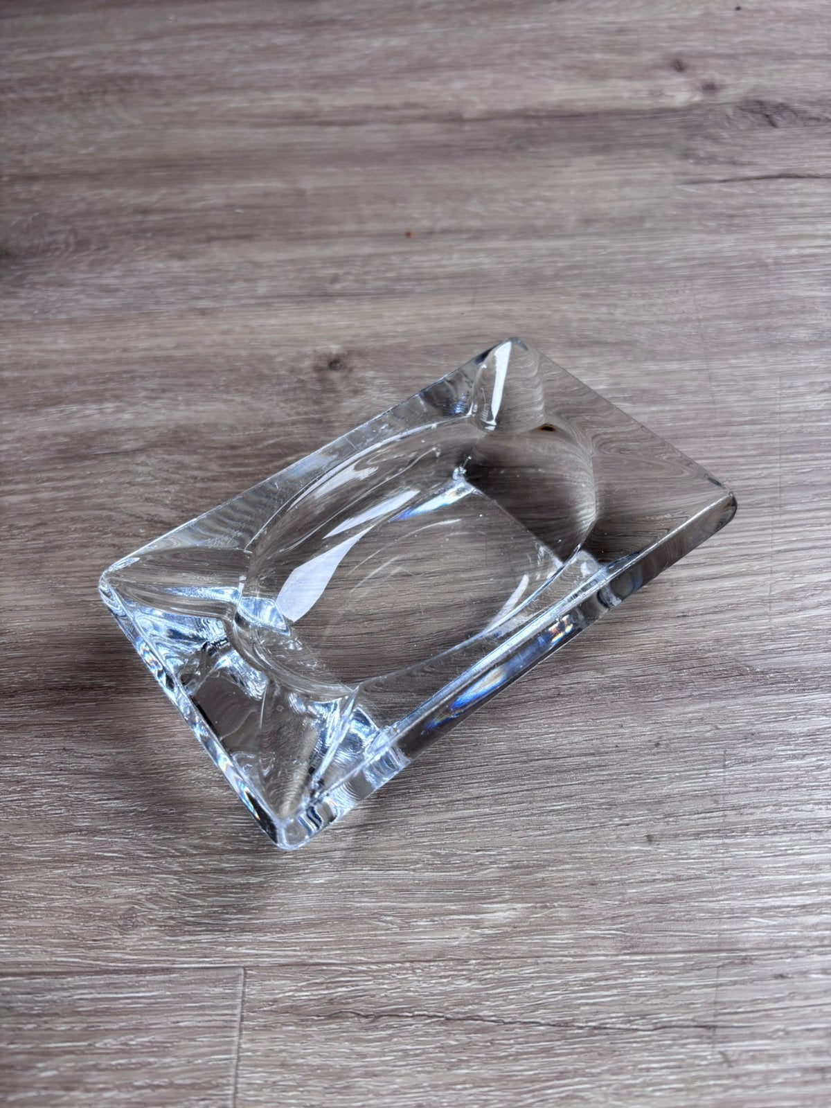 Vintage massief kristal glazen asbak, Antiek en Kunst, Ophalen of Verzenden