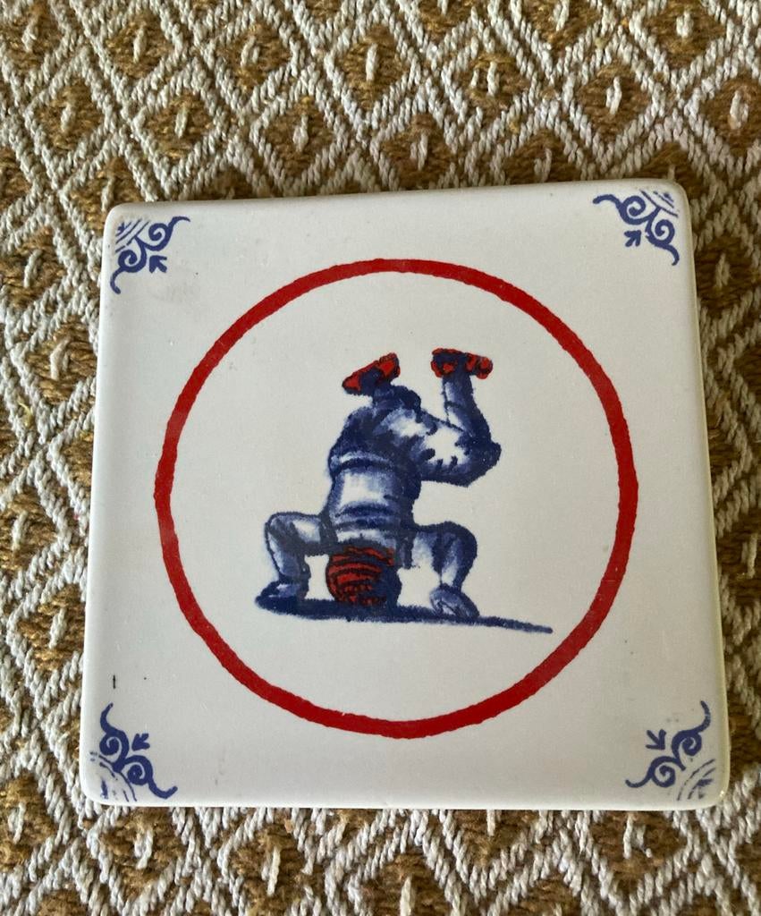 Vintage Douwe Egberts Delfts Blauw Onderzetter, Ophalen of Verzenden