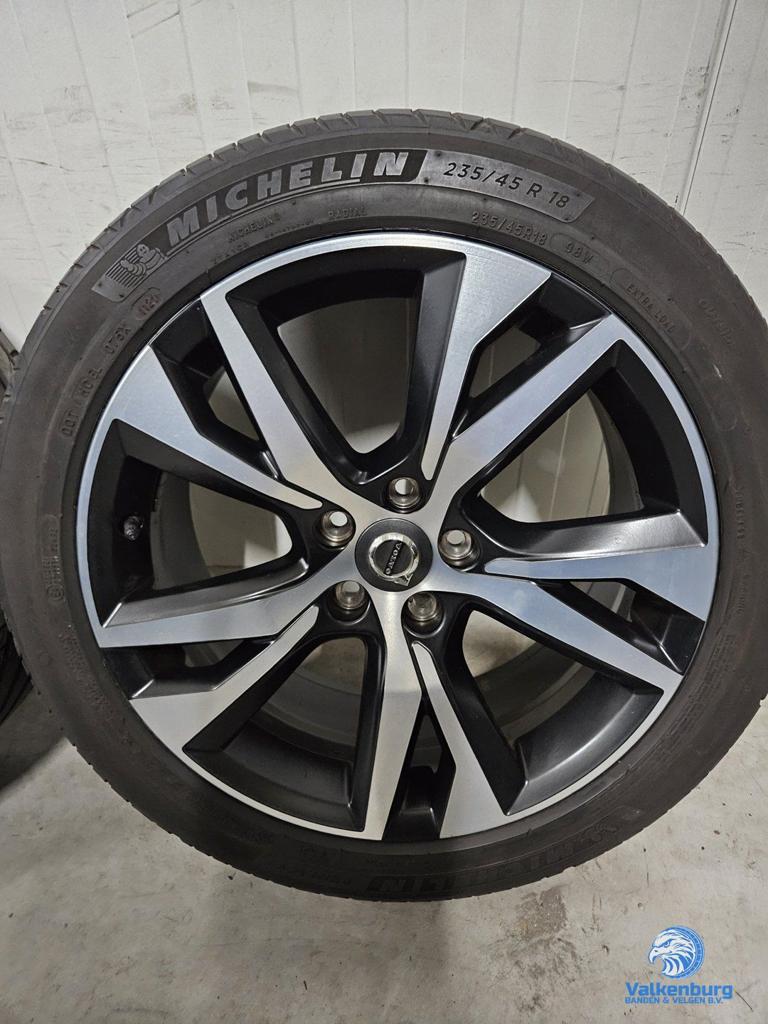 Originele Volvo S60 V60 5-Double Spoke Matt Black Diamond Cu, Auto-onderdelen, Banden en Velgen, 18 inch, Gebruikt, -, -