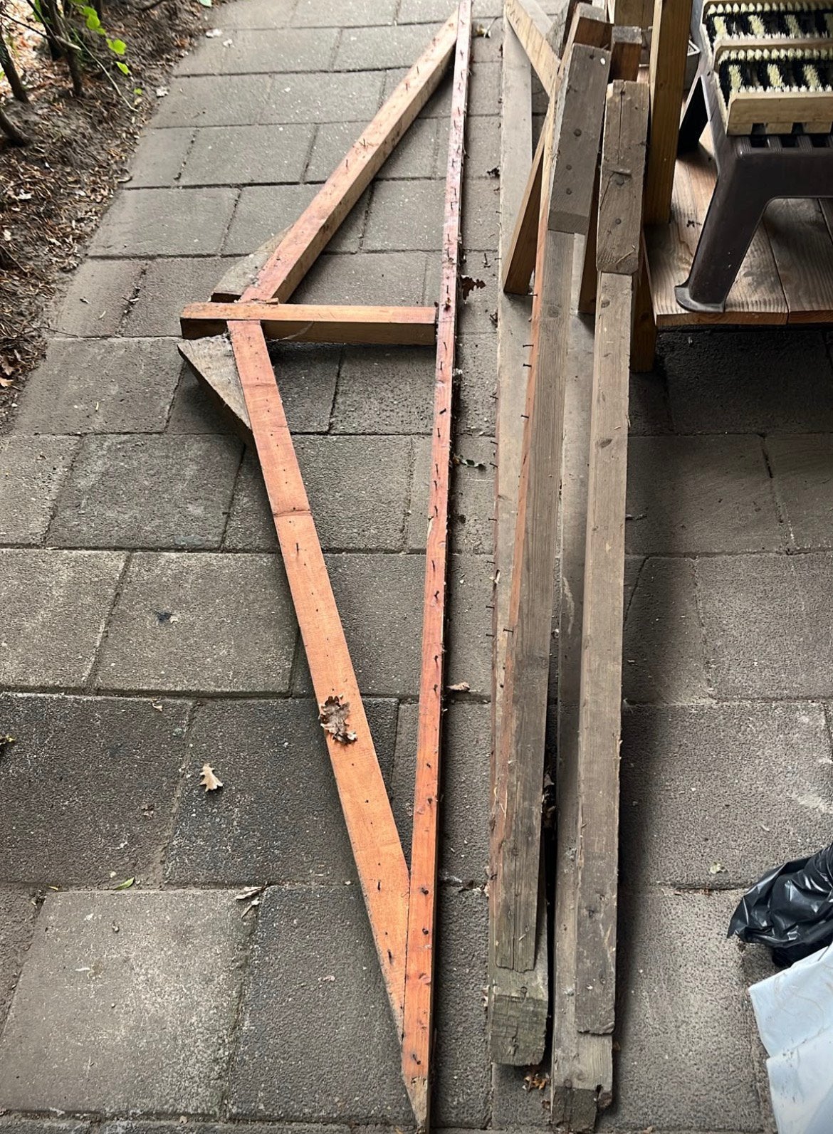 3 gratis dak spant, Doe-het-zelf en Verbouw, Hout en Planken, Minder dan 25 mm, Ophalen of Verzenden, Zo goed als nieuw, Pallet