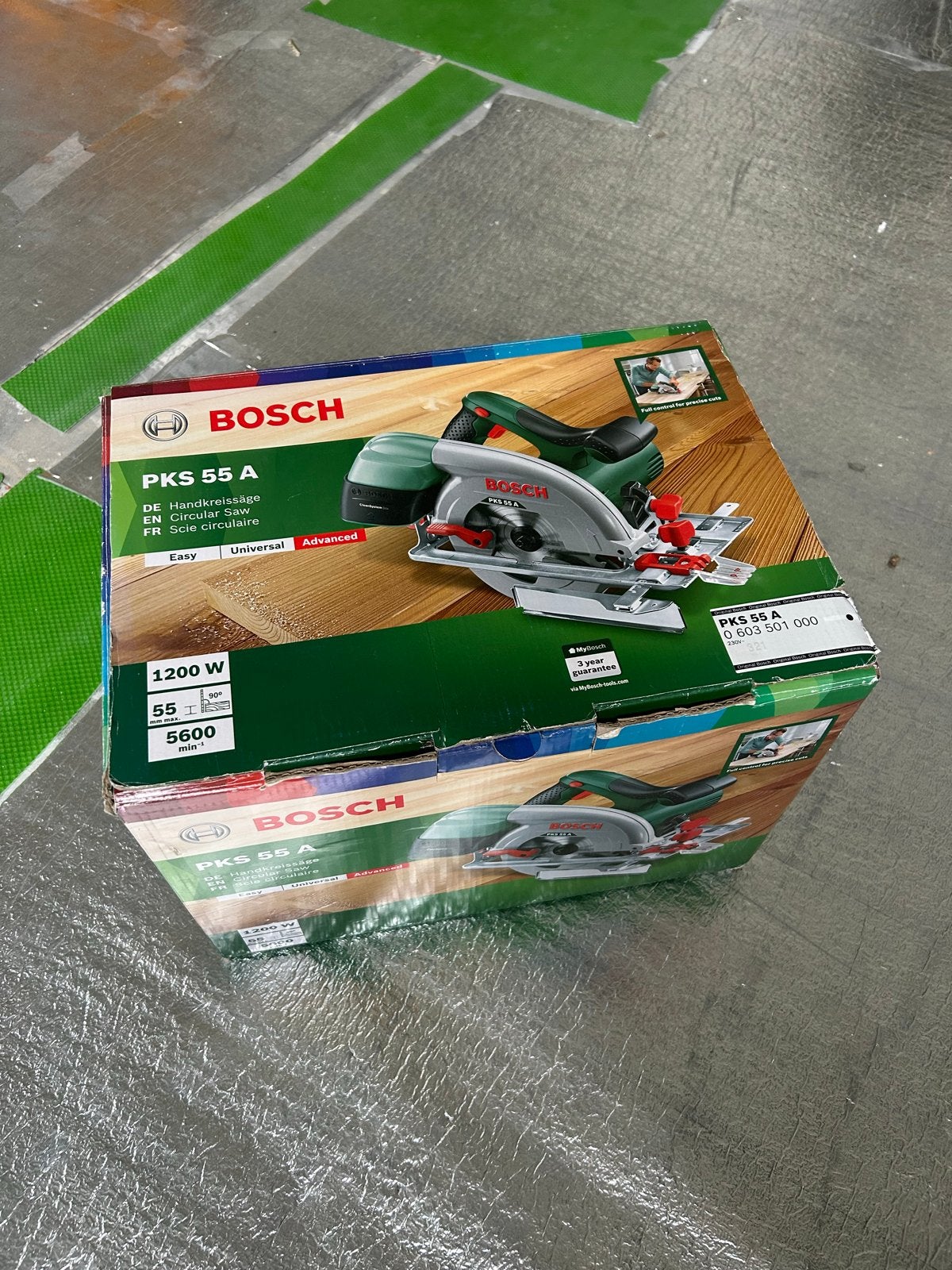Bosch PKS 55 A Cirkelzaag - 1200W, 55mm zaagdiepte, Ophalen, Cirkelzaag, Zo goed als nieuw, 30 tot 70 mm