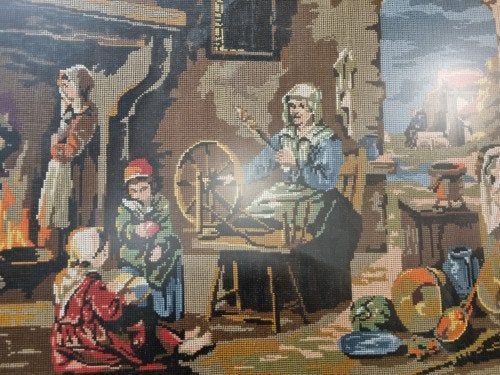 geborduurd schilderij groot in eikenhouten lijst, Ophalen of Verzenden, 'T Olde Gre-j, Info@toldegrej.nl, Endepoelstraat 20f Didam