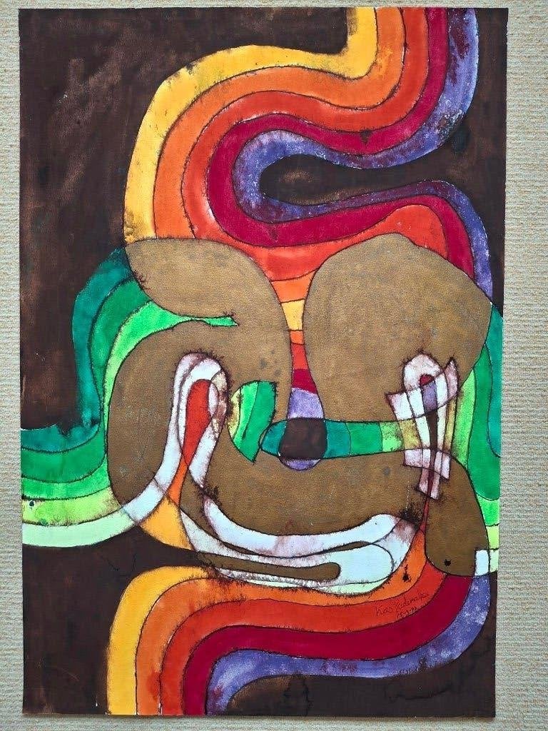 Kees Rademaker schilderij op papier, Antiek en Kunst, Kunst | Schilderijen | Klassiek, Ophalen of Verzenden, Overige onderwerpen