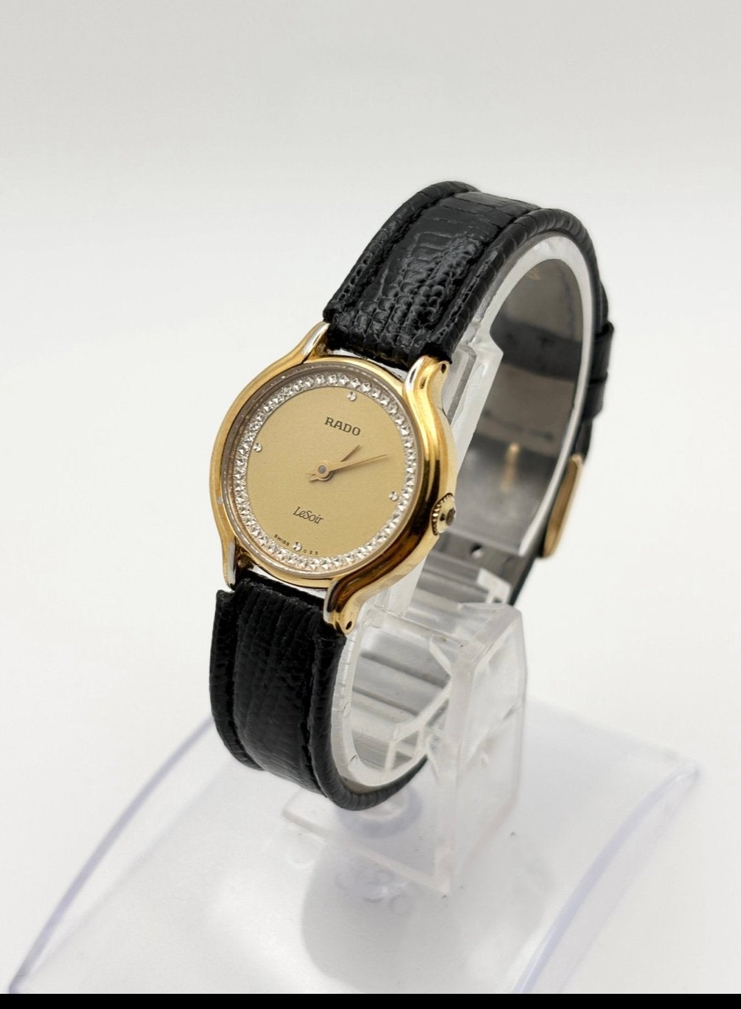 Rado LeSoir vintage Quartz Gold Cristal-set dial, Overige merken, Leer, Polshorloge, Ophalen of Verzenden